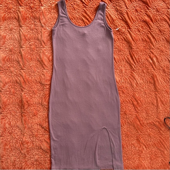 Fashion Nova Heart Hips Mauve Ribbed Bodycon Dress Side Slit - Picture 3 of 9